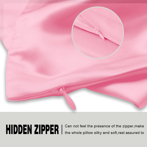 Funda De Almohada De Seda Tamaño Estandar Color Rosa