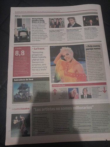 Suplemento Tiempo Espectáculos Romina Yan 29 09 2010 (Usado)