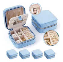 Comprar Skyice Franela Alajero Joyeros Con Espejo, Joyero Alajero, Estuche De Joyería De Viaje, Organizador De Viaje, Aja De Joyería De Terciopelo De Felpa, Azul