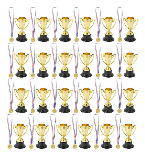 Juego De 48 Trofeos Y Medallas, 24 Piezas De Copa Dorada De