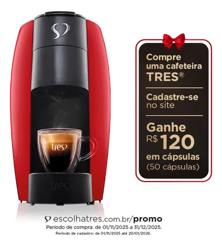 Cafeteira Espresso LOV Vermelha - TRES 3 Corações