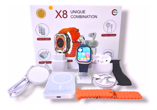 Kit Fone De Ouvido Bluetooth Smartwatch X8 Branco