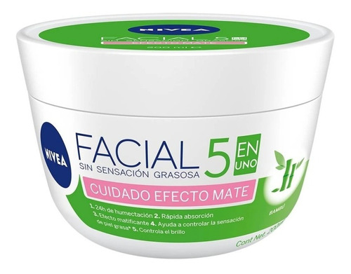 Crema Facial Nivea 5 En 1 Cuidado Efecto Mate 200 Ml