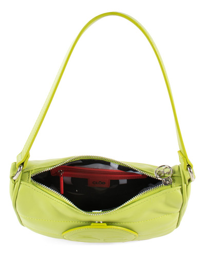 Bolsa Hobo Cloe Para Mujer Acolchada Cierre Metálico Color Verde limón