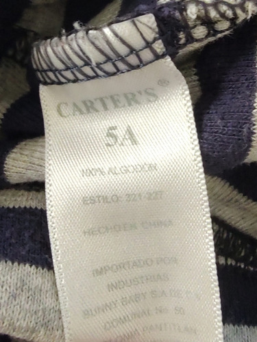 Pijama Carter´s Set De 2 Pzas Pantalón Playera Talla 5 Años (Usado)