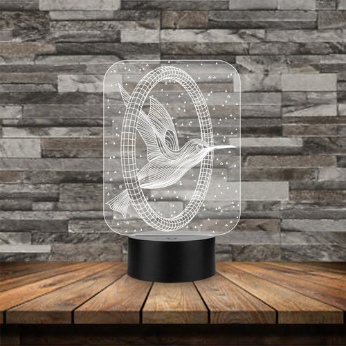 Lámpara De Colibrí Acrílico Led Art12616 Estructura Negra