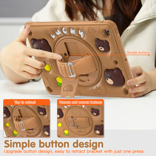 Funda Híbrida Giratoria 360 Con Dibujos Animados Para Ni?os