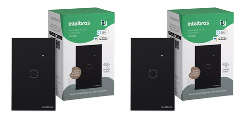 2 Interruptores Smart Inteligente Wi-fi 1 Tecla Ews 1001 Cor Preto