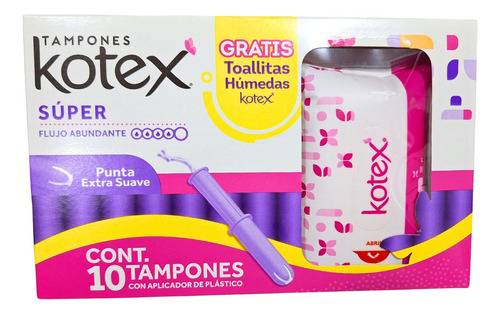 Tampones Kotex Super Flujo Abundante Higiene Femenina Mujer