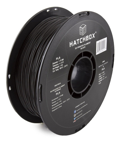 Filamento Para Impresora 3d Hatchbox Pla, 1,75 Mm, Negro