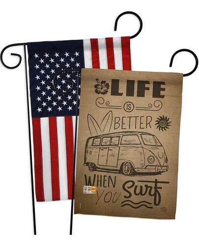 Ornament Collection Life Better Surf Kombi Bus Bandera De Ja