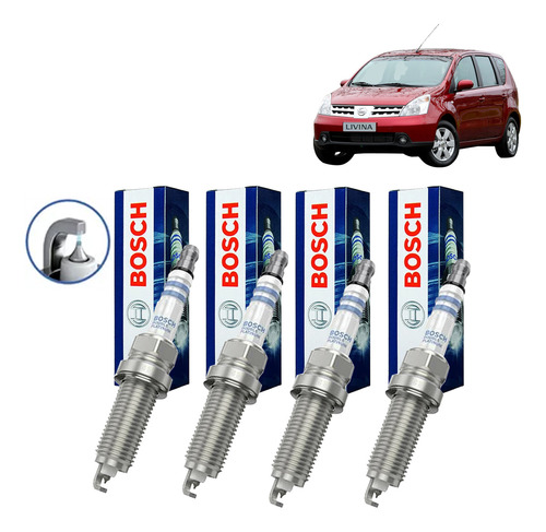 Vela Ignição Double Platinum Bosch Livina 1.6 1.8 16v Flex