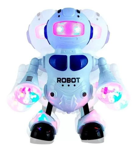 Brinquedo Robô Infantil Divertido À Pilha. Com Luzes Em 3d Cor Branco