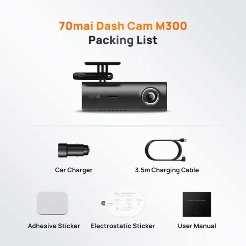 Dash Cam 70mai M300 1296p Qhd 140° Wifi De Gran Angular.