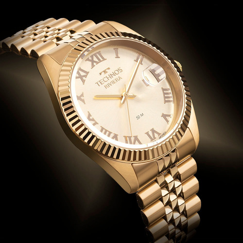 Relógio Masculino Technos Riviera Dourado Garantia 1 Ano