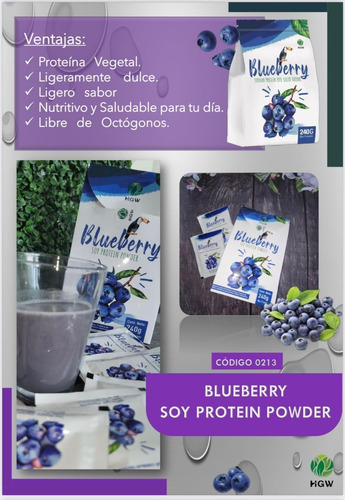 Bebida Instantanea De Proteinas Arandano Azul Blueberry Hgw