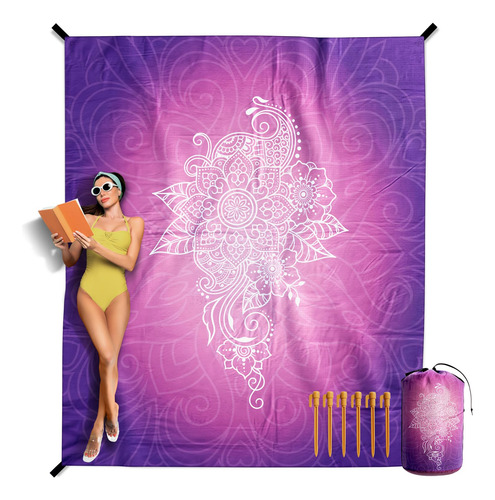 Manta De Playa Venture 4th Mandala Morado Xl 7 X 8 Pies Mandala Morado