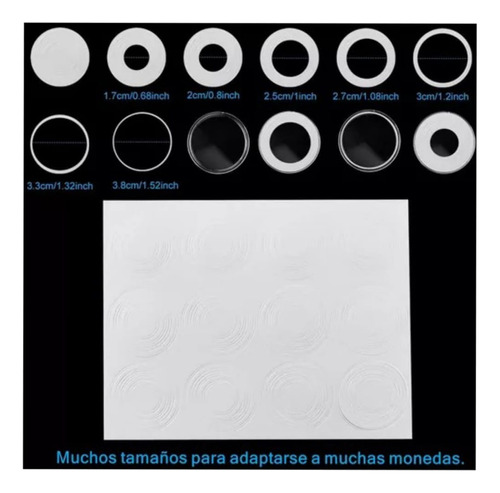 100 Ajustadores Para Cápsulas De Monedas De 40 Mm 7 Tamaños