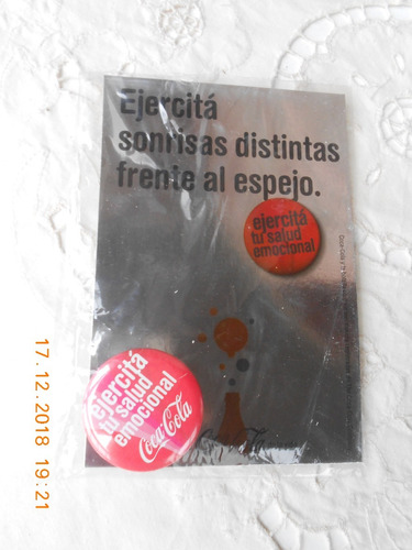 Pin De Laton Y Tarjeta Publicida De Coca Cola