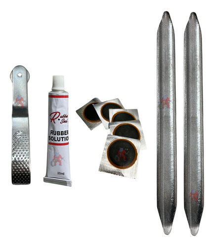 Kit Parchado Llantas 64 Parches Pegamento Espátulas P/moto