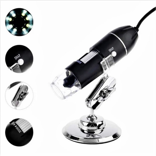Microscópio Zoom 1600x Cam 2.0 Mp Profissional Digital Usb Cor Preto