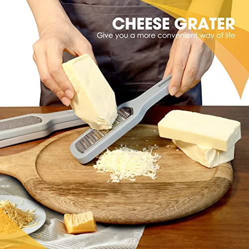 Rallador De Queso Con Mango, 3-en-1 De Acero Inoxidable Y Pl