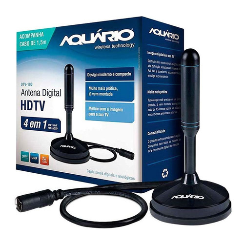 Antena Digital Aquario Hdtv 4 Em 1 Vhs-uhf-fm-hdtv