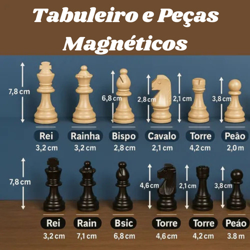 Jogo Xadrez Profissional Tabuleiro Com Gaveta Magnético Ima