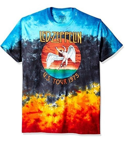 Led Zeppelin Ícaro 1975 Camiseta Azul Líquido De Los Hombres