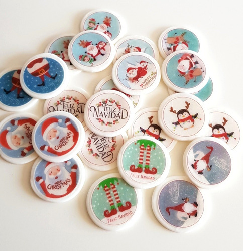 Navidad Toppers De Azúcar Comestibles Para Cupcakes 