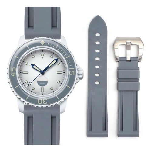 Malla De 22 Mm Para Swatch Blancpain Fifty Fathoms-gris