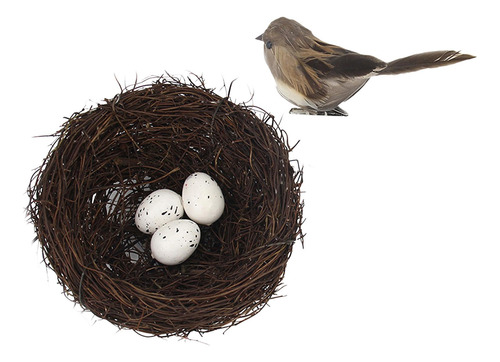 Naturaleza Nido De Pájaro Artificial Con Huevos Jaula Gris