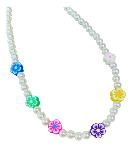 Necklace Perlas Flores 