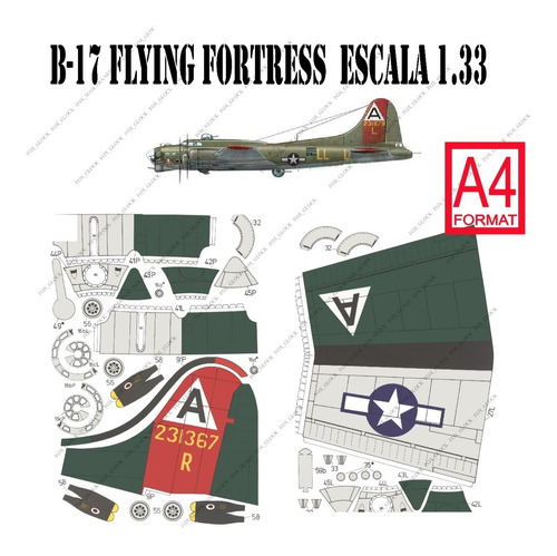 B 17 Flying Fortress  Escala 1.33 Papercraft