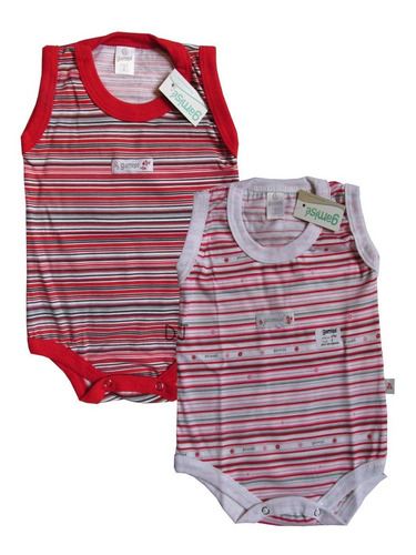 Pack X 2 Body Musculosa Bebe Gamise Premium Borches Metalico