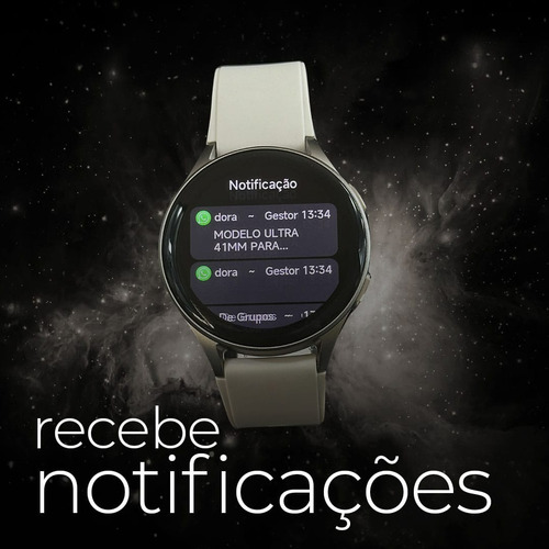 Smartwatch Órion Prova D'água C/ Strava Alexa Gps Integrado Prata Bege