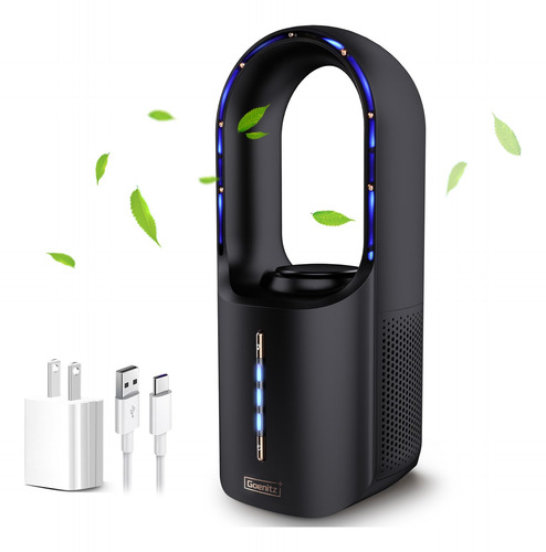 Ventilador De Escritorio Sin Aspas Mini Portátil Carga Usb Negro