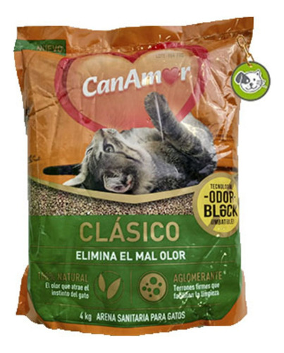 Arena Para Gato  Canamor Sanitaria Odor Black 4 Kg