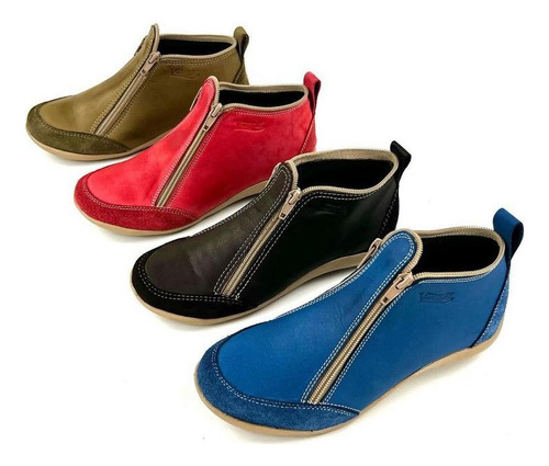 Imagen 3 de 5 de Botin Cuero Dama - Kikos Shoes Modelo Bota Ziper Art 45013