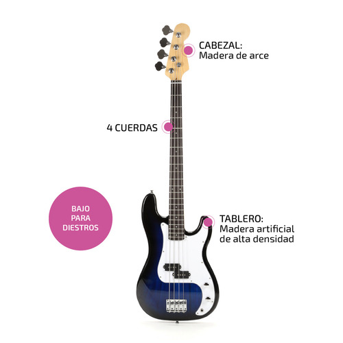 Imagen 3 de 7 de Bajo Electrico Acustico Femmto Precision Cuerda Bajos Color Azul Orientación de la mano Diestro