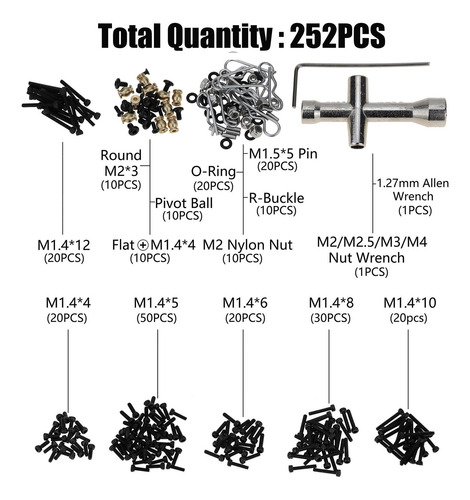 252x Rc Crawler Tornillo Kit De Herramientas De Repuesto
