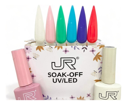 Gama Gel Uv  6pz Semipermanente 3 Pasos Uñas Jr 10ml