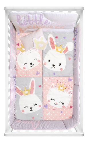 Set Edredón Cuna Little Princess Niña Poliéster Chiqui Mundo Set Con 6 Piezas Rosa Little Princess