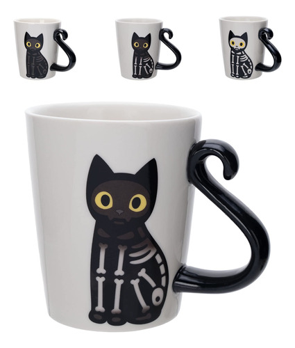 Infloatables Taza De Esqueleto De Gato Negro Que Cambia De C