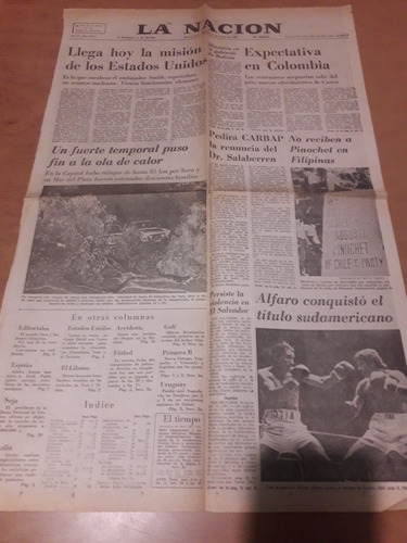 Tapa Diario La Nación 23 03 1980 Boxeo Alfaro Temporal 