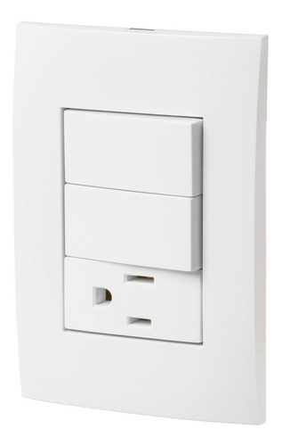 Placa Armada Contacto, 2 Interruptores Oslo, Volteck 46488 Color Blanco