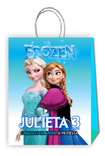 10 Bolsas Cumpleaños Frozen Personalizadas