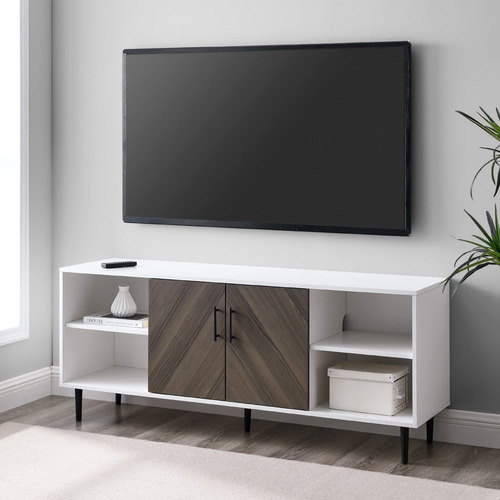 Walker Edison Faux Bookmatch Soporte De Tv De 2 Puertas Para