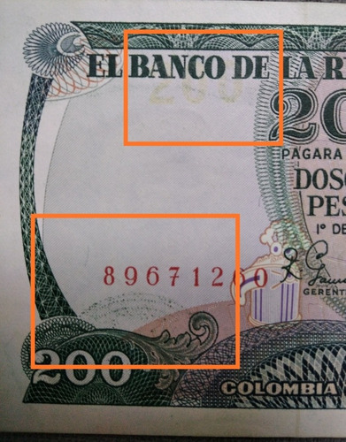 Billete De 200 Pesos Con Error De Espejo . Estado 9