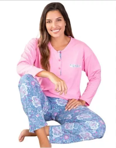 Pijama mujer de algodón-poliéster de invierno Leniss